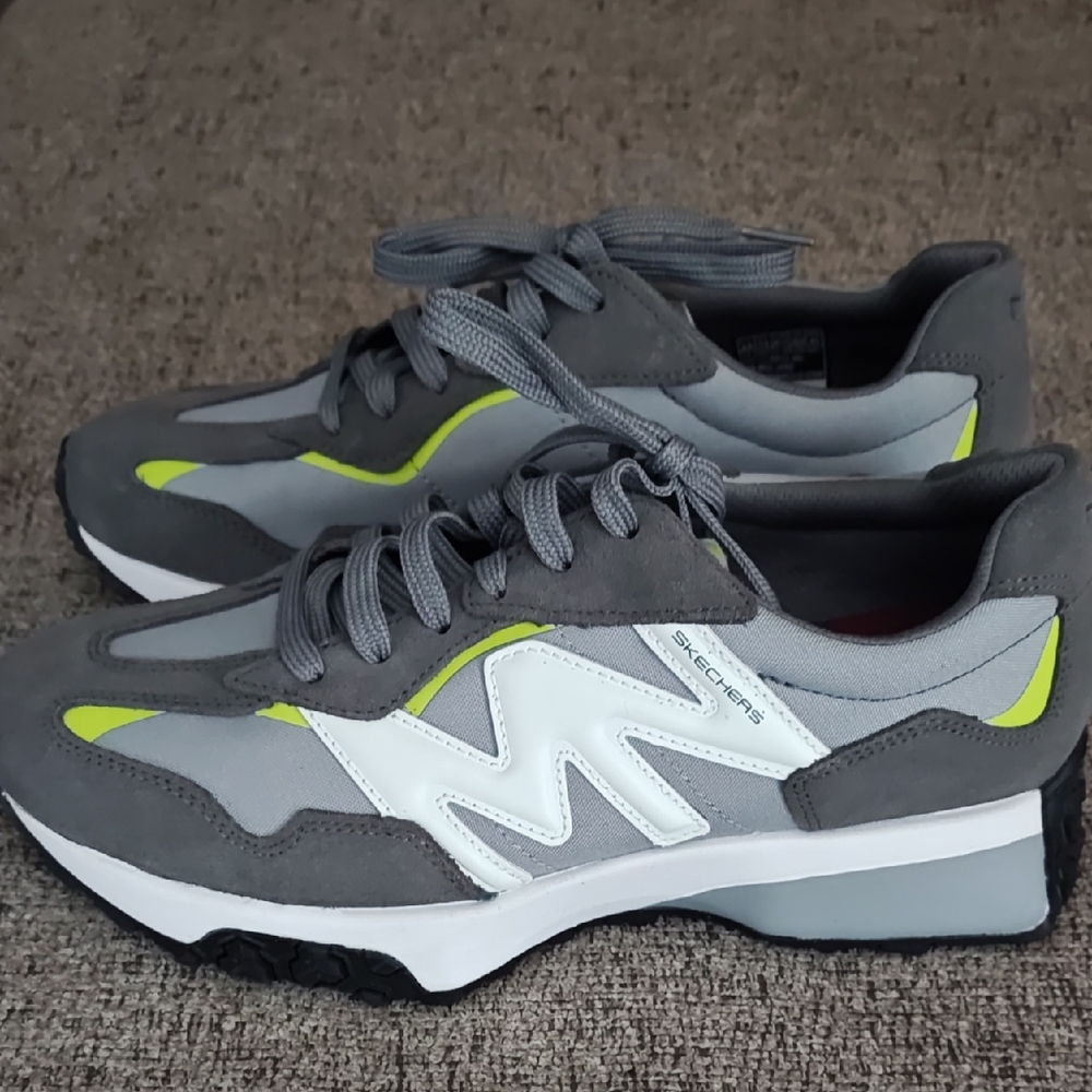 Mark Mason Skechers Men's Gray and Neon Sneakers